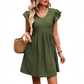 ✨V-Neck Flutter Sleeve Ladies Summer Dress 🌿 Casual Holiday Mini Dress
