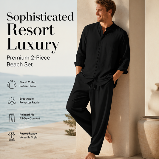 ⏳ LIMITED TIME 50% OFF! 🔥 Men's Minimalist Casual Shirt and Pants Set – Breathable Blend & Stylish Button Detail ☀️