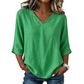 ☁️✨Women's Casual V-Neck 3/4 Sleeve Blouse Elegant Three Quarter Sleeve Loose Blouse Office Daily Basic Tops