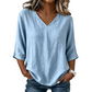 ☁️✨Women's Casual V-Neck 3/4 Sleeve Blouse Elegant Three Quarter Sleeve Loose Blouse Office Daily Basic Tops