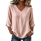 ☁️✨Women's Casual V-Neck 3/4 Sleeve Blouse Elegant Three Quarter Sleeve Loose Blouse Office Daily Basic Tops