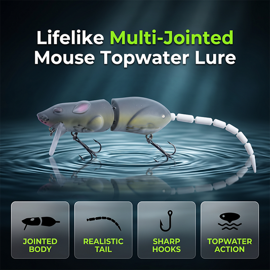 🌊🎣Multi-Jointed Mouse Topwater Lure Lifelike Multi Segmented Floating Fishing Lure for Bass Pike Trout
