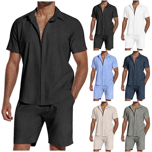 🎉 2026 Sale — Over 51,000 Sold! 👕 Summer Casual Breathable 2-Piece Set for Men – Camp Collar & Shorts ☀️