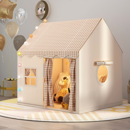 🏰 50% OFF! ✨ Children's Indoor Play Tent Castle – Cozy Gingham Playhouse with Ball Fairy Lights, Sturdy Anti-Collapse Metal Frame & Breathable Mesh Windows – Extra-Spacious 47.2"×41.3"×50.4" Walk-In Design for Reading Nook & Pretend Play 🧸