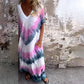 👗🌸Casual Loose Printed V-Neck Long Dress Women Casual Maxi Dress