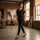 1. ❤️👚Women’s Heart Print V-Neck Top – Süßer Alltag Basic Oberteil