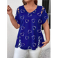 1. ❤️👚Women’s Heart Print V-Neck Top – Süßer Alltag Basic Oberteil