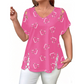 1. ❤️👚Women’s Heart Print V-Neck Top – Süßer Alltag Basic Oberteil