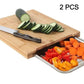 🔪 Wooden Cutting Board with Slide-Out Detachable Trays | Juice Groove & Storage Drawer Kitchen Chopping Block