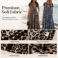 ⏳🔥LIMITED-TIME 50% OFF! ⏰Women's Leopard Print Maxi Dress with Pockets Casual Short Sleeve Long Dress