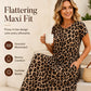 ⏳🔥LIMITED-TIME 50% OFF! ⏰Women's Leopard Print Maxi Dress with Pockets Casual Short Sleeve Long Dress