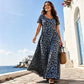⏳🔥LIMITED-TIME 50% OFF! ⏰Women's Leopard Print Maxi Dress with Pockets Casual Short Sleeve Long Dress