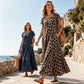 ⏳🔥LIMITED-TIME 50% OFF! ⏰Women's Leopard Print Maxi Dress with Pockets Casual Short Sleeve Long Dress