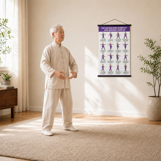 🧘✨🖼️Tai Chi Workout Poster for Seniors｜Simple Gentle Movements, Perfect Home Exercise Guide for Elderly Beginners