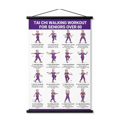🧘✨🖼️Tai Chi Workout Poster for Seniors｜Simple Gentle Movements, Perfect Home Exercise Guide for Elderly Beginners