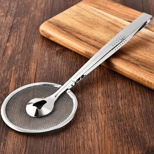 ⏳ 50% OFF! ✨ 2-in-1 Stainless Steel Food Tongs & Oil Strainer – Integrated Fine Mesh, Durable 410 Steel & Ergonomic Comfort Handle – Scoop, Drain & Hold Fried Foods with Ease 🥢