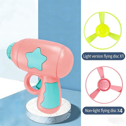🔥LED Flying Disc Launcher Gun Toy｜Light‑Up Flying Disc Blaster Gun Outdoor Game Toy for Boys Girls