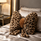 🐆🎀Leopard Print Bowknot Throw Pillow｜Decorative Leopard Bow Accent Cushion