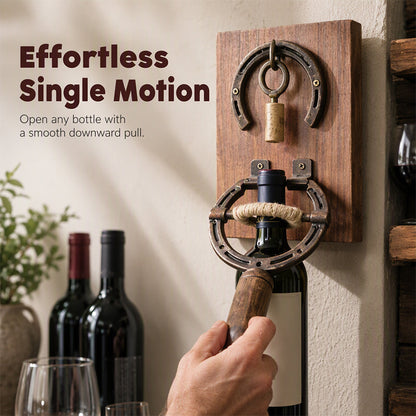 📢📢50% OFF !! ⏰ Vintage Wall-Mounted Horseshoe Wine Opener – Stylish, Decorative & Labor-Saving – Rustic Iron Design for Home Bar & Patio 🥂