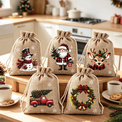 🔥🎁Ready for Christmas!🎅Xmas Sales - 50% OFF🎄Christmas Burlap Gift Bags with Drawstring, For gift giveaways＆party gifts🎅
