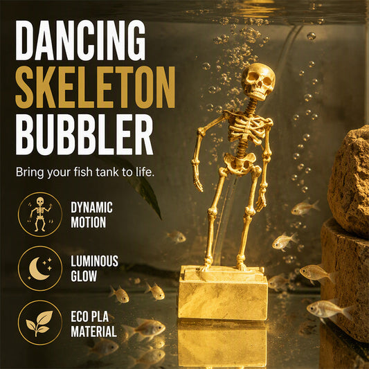 💀Dancing Skeleton Aquarium Bubbler, Fun Air‑Driven Fish Tank Ornament Decoration