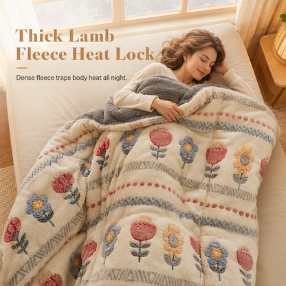 📢📢50% OFF !! ⏰Double-Sided Sherpa Fleece Comforter – Thick Warm Winter Quilt, Soft Velvet Feel | Cozy Bedroom Bedding for Ultimate Comfort❄️
