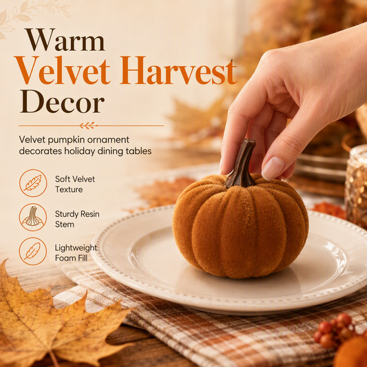 🎃 Velvet Pumpkins for Halloween & Thanksgiving 🍂 Soft Fabric Pumpkin Table Decorations for Fall Home Decor