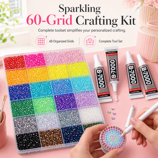 AB Color Jelly Flatback Resin Rhinestones Kit with Storage Organizer Box Glue and Tools for DIY Nail Art Clothes and Phone Case Decoration