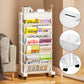 📚 LIMITED‑TIME 50% OFF! 🛞 Movable Bookshelf on Wheels – 5/6 Tiers, 45° Angled, Lockable Casters 📖
