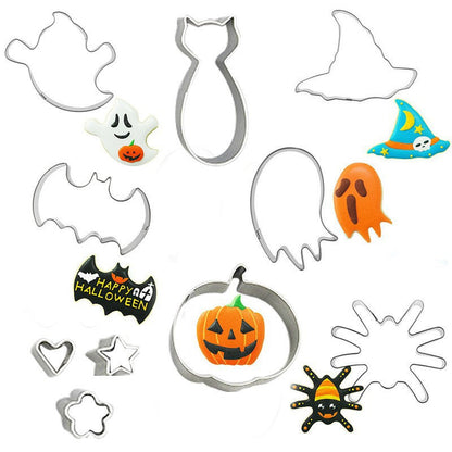 🎃 Bake Spooky Treats! 10PCS Stainless Steel Halloween Cookie Cutters