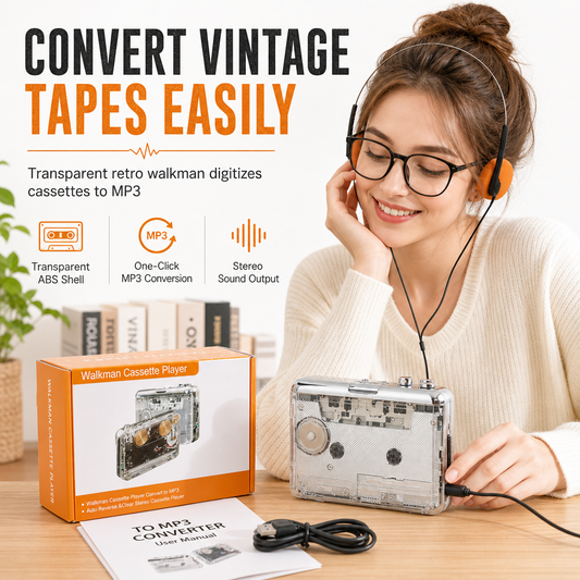 ⏳Time-Limited Special⏰Transparent Portable Cassette Player & Tape to MP3 Converter with Type-C