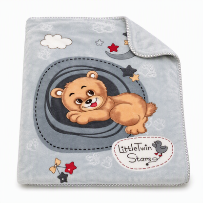 ☁️ Soft Embossed Cartoon Bear Cloud Blanket for Babies & Kids🧸 – 105x135cm All-Season Warm Nap Throw for Sofa, Bed & Crib🛏️