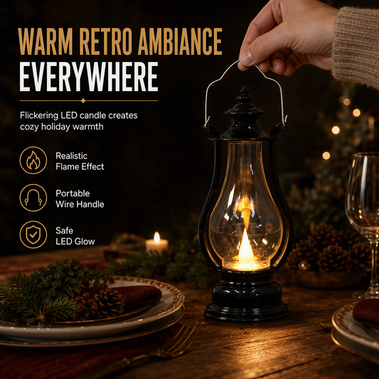 🕯️🏮Vintage LED Decorative Lantern | Heat-Free Simulated-Flicker Flame for a Retro Ambiance✨
