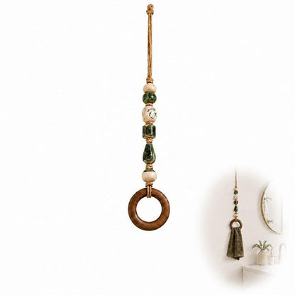 ✨Boho Beaded Towel Hanger with Wooden Ring | Decorative Wall Towel Holder for Bathroom & Kitchen