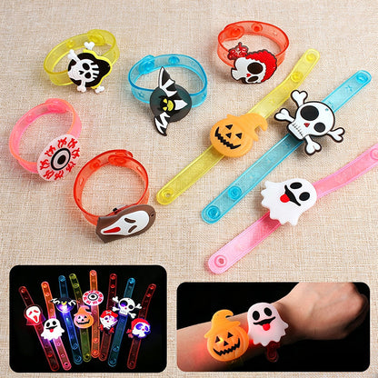 👻Kids LED Halloween Glow Bracelet, Flashing Light Up Wrist Bands, Halloween Party Favors Goodie Bag Fillers for Boys Girls