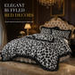 Nordic Style Leopard Print Bedding Set with Ruffled Edges Duvet Cover and Pillowcase Set