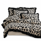 Nordic Style Leopard Print Bedding Set with Ruffled Edges Duvet Cover and Pillowcase Set