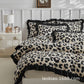Nordic Style Leopard Print Bedding Set with Ruffled Edges Duvet Cover and Pillowcase Set