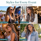💇‍♀️ Colored Straight Clip-In Hairpieces | Quick Install Straight Clip In Hair Extensions, No Glue Needed