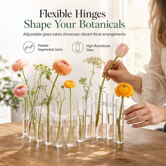 🌷 Clear Glass Test Tube Vase Set ✨ With Cleaning Brush | Modern Propagation Station for Hydroponic Plants