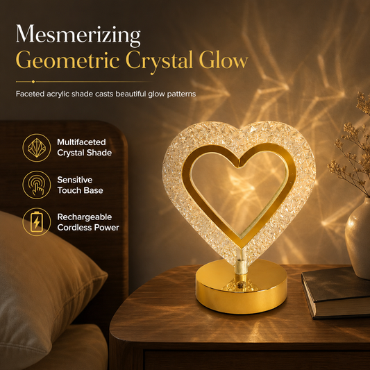 📢50% OFF !! Geometric Crystal Night Light❣️Touch Control, 3 Colors, USB Rechargeable, Bedroom Glow🌟