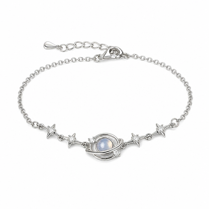 ⏳Time-Limited Special⏰ S925 Sterling Silver Planet & Star Charm Bracelet – Crystal Inlaid Celestial Chain with Luminescent Planet Sphere & Pavé CZ Stars, Hypoallergenic Featherlight 5g Dainty Gift for Women & Girls 🪐