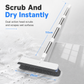 🧼Long Handle Floor Scrub Brush✨2-in-1 Stiff Bristle & Squeegee｜Built-in Soap Dispenser, Detachable Head for Bathroom Deep Cleaning