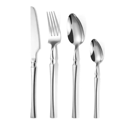 🍴 Stainless Steel Flatware Set: 304 Steel, 5 Finishes, 4/24 Pieces, Slim Profile