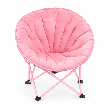 🌻Portable Oversized Folding Camping Moon Chair with Thick Padded Cushion and Heavy Duty Steel Tube Frame