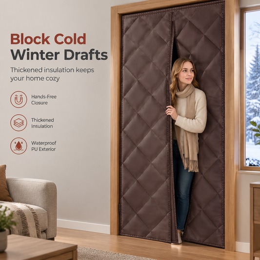 🔥Thickened Magnetic Thermal Insulated Door Curtain Windproof and Soundproof Oxford Cloth Cotton Door Screen for Winter