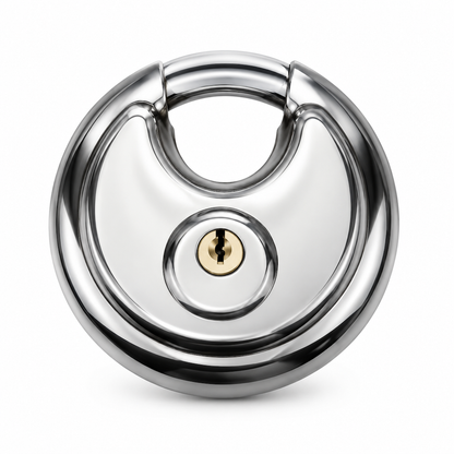 🔒Heavy Duty Round Disc Padlock with Pure Copper Core Waterproof Rustproof Anti Theft Shielded Shackle Lock for Gates Sheds and Wooden Doors