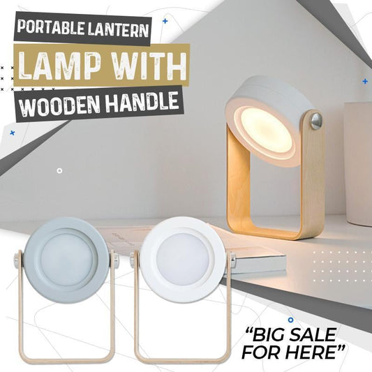 Portable Lantern Lamp With Wooden Handle