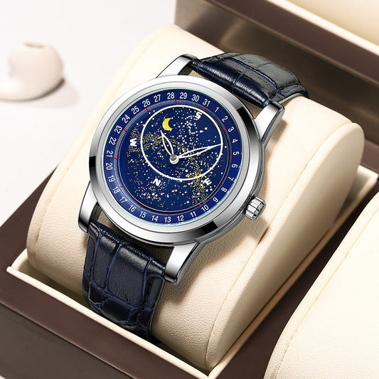 💞[Thoughtful Gift Idea] Men’s Watch with Rotating Starry Sky Dial