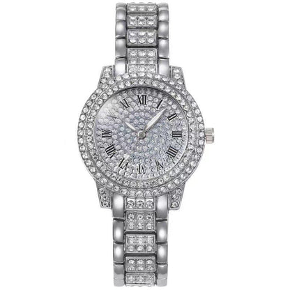 Fashion lady steel wrist watch full of diamonds and full stars